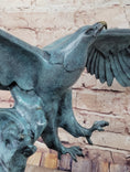 Load image into Gallery viewer, American Bald Eagle Wings Spread Green Bronze Sculpture Statue on Marble Base
