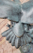 Load image into Gallery viewer, American Bald Eagle Wings Spread Green Bronze Sculpture Statue on Marble Base
