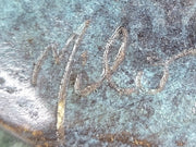 American Bald Eagle Wings Spread Green Bronze Sculpture Statue on Marble Base