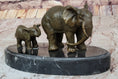 Load image into Gallery viewer, Mother and Child Elephant & Calf Barye Bronze Sculpture on Marble Base

