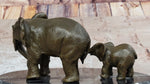Mother and Child Elephant & Calf Barye Bronze Sculpture on Marble Base