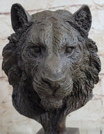 Tiger Bronze Metal Bust Statue Sculpture Tiger's Head Marble Base 10