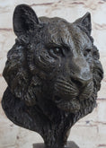 Load image into Gallery viewer, Tiger Bronze Metal Bust Statue Sculpture Tiger's Head Marble Base 10" x 5"

