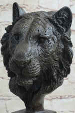 Tiger Bronze Metal Bust Statue Sculpture Tiger's Head Marble Base 10