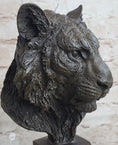 Load image into Gallery viewer, Tiger Bronze Metal Bust Statue Sculpture Tiger's Head Marble Base 10" x 5"
