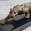 Load image into Gallery viewer, Cougar Puma Panther Mountain Lion Bronze Sculpture Statue on Marble Base
