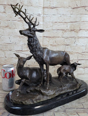 Bronze Marble Statue Elk Deer Caribou Buck Stag Lodge Sculpture Statue