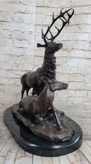 Bronze Marble Statue Elk Deer Caribou Buck Stag Lodge Sculpture Statue