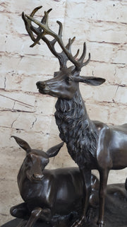 Bronze Marble Statue Elk Deer Caribou Buck Stag Lodge Sculpture Statue