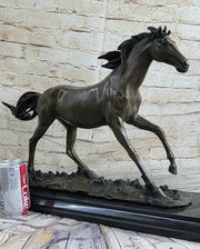 Galloping Stallion Horse Bronze Statue Sculpture Figure PJ Mene Marble Base 15