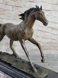 Load image into Gallery viewer, Galloping Stallion Horse Bronze Statue Sculpture Figure PJ Mene Marble Base 15" x 24"
