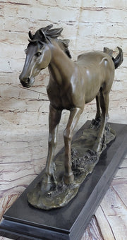 Galloping Stallion Horse Bronze Statue Sculpture Figure PJ Mene Marble Base 15