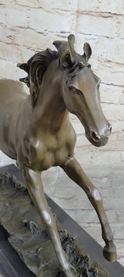 Galloping Stallion Horse Bronze Statue Sculpture Figure PJ Mene Marble Base 15