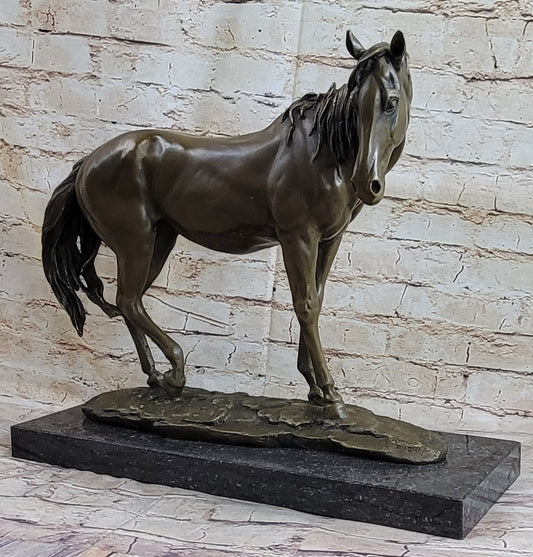 Arabian Horse Mare Hot Cast Bronze Sculpture Statue on Marble Base by PJ Mene