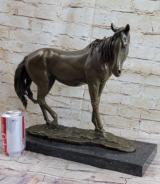 Arabian Horse Mare Hot Cast Bronze Sculpture Statue on Marble Base by PJ Mene