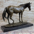 Load image into Gallery viewer, Arabian Horse Mare Hot Cast Bronze Sculpture Statue on Marble Base by PJ Mene
