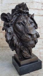 Bust Male Lion 100% Bronze Sculpture Statue Figurine Figure by Milo Art Deco NR