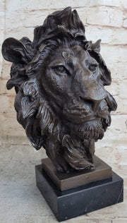 Bust Male Lion 100% Bronze Sculpture Statue Figurine Figure by Milo Art Deco NR