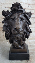 Bust Male Lion 100% Bronze Sculpture Statue Figurine Figure by Milo Art Deco NR