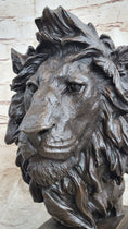 Load image into Gallery viewer, Bust Male Lion 100% Bronze Sculpture Statue Figurine Figure by Milo Art Deco NR
