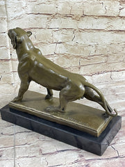 Jaguar Panther Leopard Cougar Big Cat Collector Bronze Marble Statue Art Decor