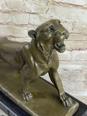 Jaguar Panther Leopard Cougar Big Cat Collector Bronze Marble Statue Art Decor