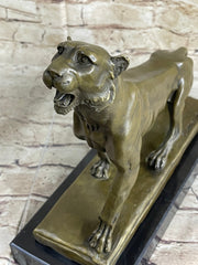 Jaguar Panther Leopard Cougar Big Cat Collector Bronze Marble Statue Art Decor