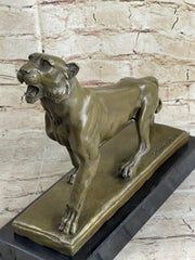 Jaguar Panther Leopard Cougar Big Cat Collector Bronze Marble Statue Art Decor