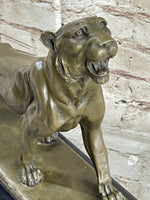 Jaguar Panther Leopard Cougar Big Cat Collector Bronze Marble Statue Art Decor