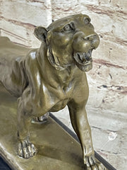 Jaguar Panther Leopard Cougar Big Cat Collector Bronze Marble Statue Art Decor