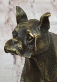 Load image into Gallery viewer, Boxer Dog Bronze Metal Statue Sculpture Collectible Decor Signed Art 8" x 9"
