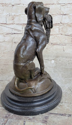 Moigniez Labrador Hunting Dog Duck Bronze Figurine Art Deco Animal Figure Decor