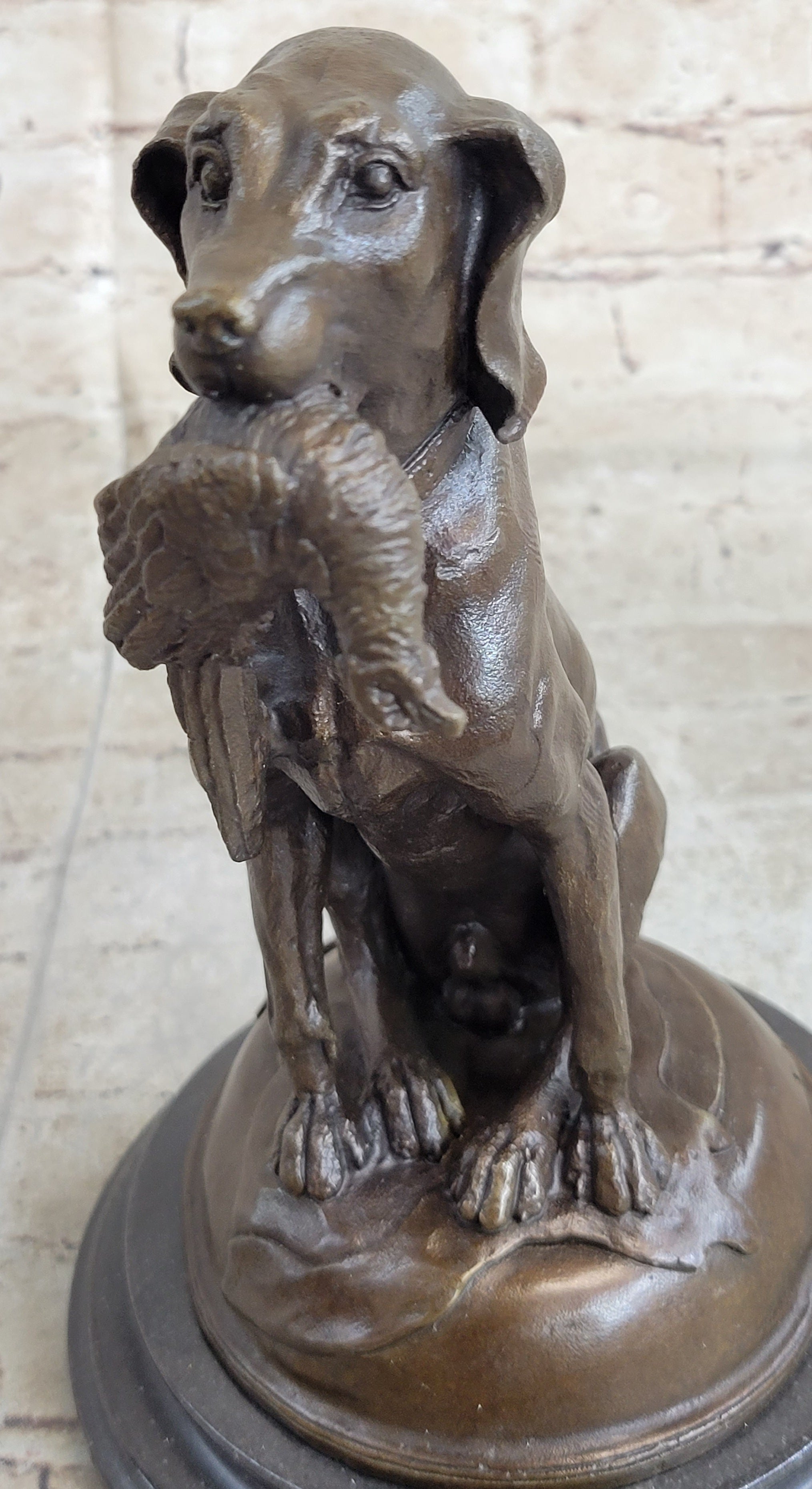 Moigniez Labrador Hunting Dog Duck Bronze Figurine Art Deco Animal Figure Decor