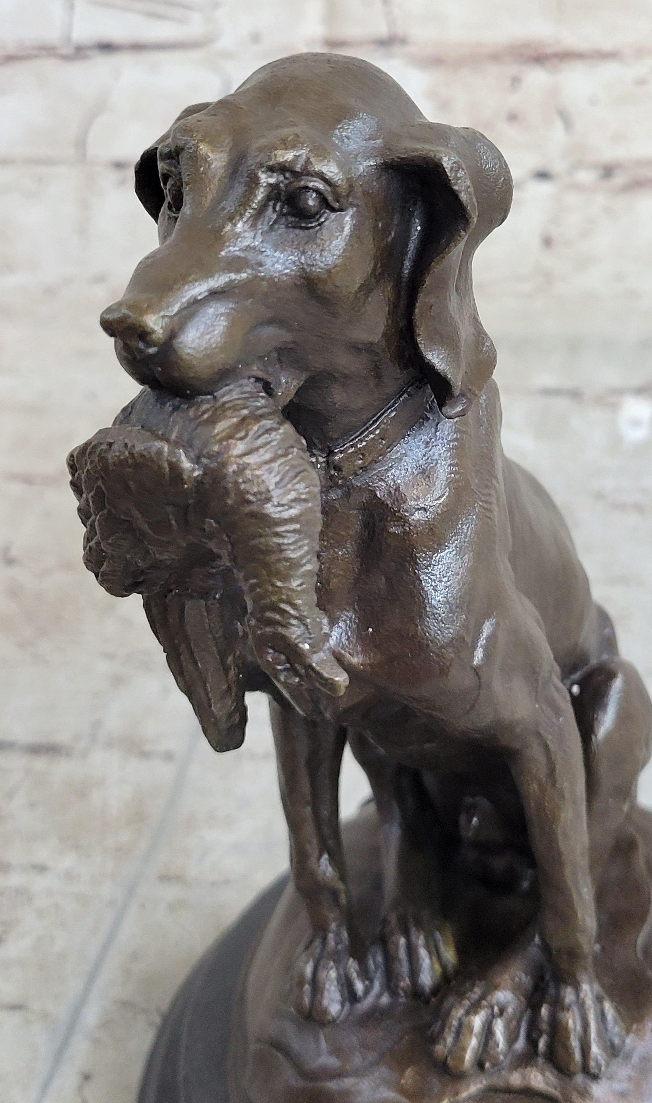Moigniez Labrador Hunting Dog Duck Bronze Figurine Art Deco Animal Figure Decor