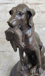 Moigniez Labrador Hunting Dog Duck Bronze Figurine Art Deco Animal Figure Decor