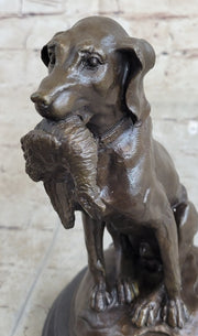 Moigniez Labrador Hunting Dog Duck Bronze Figurine Art Deco Animal Figure Decor