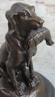 Moigniez Labrador Hunting Dog Duck Bronze Figurine Art Deco Animal Figure Decor