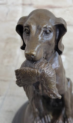 Moigniez Labrador Hunting Dog Duck Bronze Figurine Art Deco Animal Figure Decor