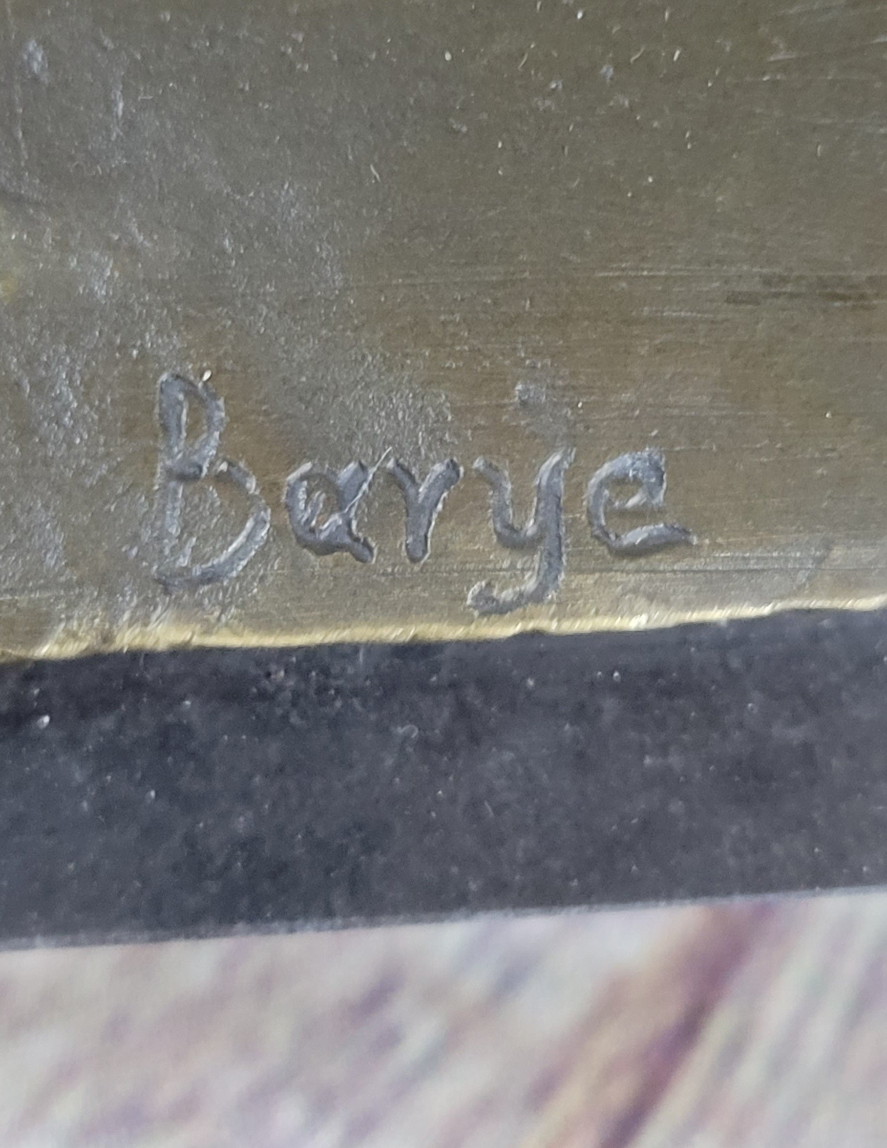 Signed Barye Cougar Lion Tiger Wild Animal Circus Cage Bronze Sculpture Statue