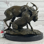 Mountain Lion Hunting Elk Deer by PJ Mene Bronze Statue Sculpture Wildlife Decor 11