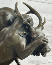 Mountain Lion Hunting Elk Deer by PJ Mene Bronze Statue Sculpture Wildlife Decor 11