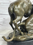Load image into Gallery viewer, Mountain Lion Hunting Elk Deer by PJ Mene Bronze Statue Sculpture Wildlife Decor 11"X 13"
