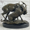 Load image into Gallery viewer, Mountain Lion Hunting Elk Deer by PJ Mene Bronze Statue Sculpture Wildlife Decor 11"X 13"
