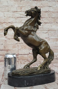 Load image into Gallery viewer, Rearing Stallion Horse Bronze Sculpture Statue Figure on Marble Base by Lecourtier 

