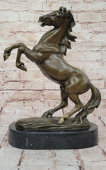 Rearing Stallion Horse Bronze Sculpture Statue Figure on Marble Base by Lecourtier 