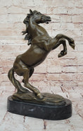 Load image into Gallery viewer, Rearing Stallion Horse Bronze Sculpture Statue Figure on Marble Base by Lecourtier 
