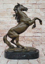 Rearing Stallion Horse Bronze Sculpture Statue Figure on Marble Base by Lecourtier 
