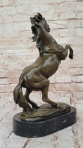 Load image into Gallery viewer, Rearing Stallion Horse Bronze Sculpture Statue Figure on Marble Base by Lecourtier 
