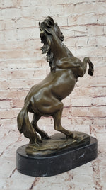 Rearing Stallion Horse Bronze Sculpture Statue Figure on Marble Base by Lecourtier 