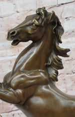 Rearing Stallion Horse Bronze Sculpture Statue Figure on Marble Base by Lecourtier 